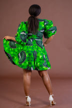 Judith Ankara Midi Dress | Green African Print