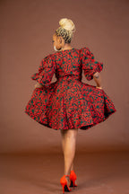 Jasmine Ankara Midi Dress | Red and Green African Print