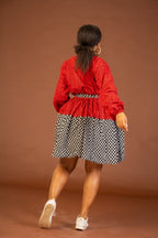Stacy Ankara Midi Dress | Red and White African Print