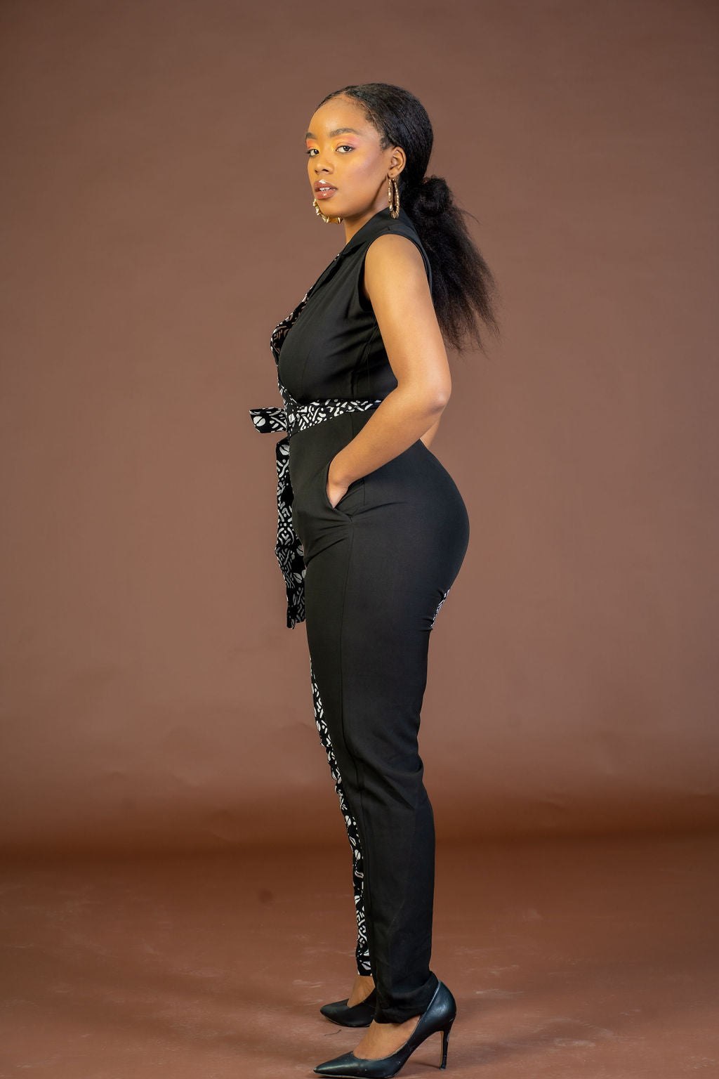 Mimi Ankara Jumpsuit| Black and African Print
