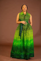 Amari Ankara Maxi Dress/Green African Print
