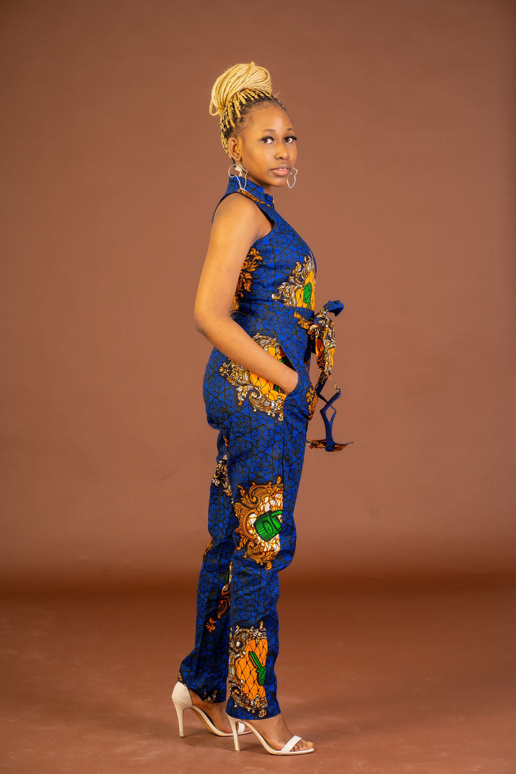 Mylah Ankara Jumpsuit | Blue and Yellow African Print