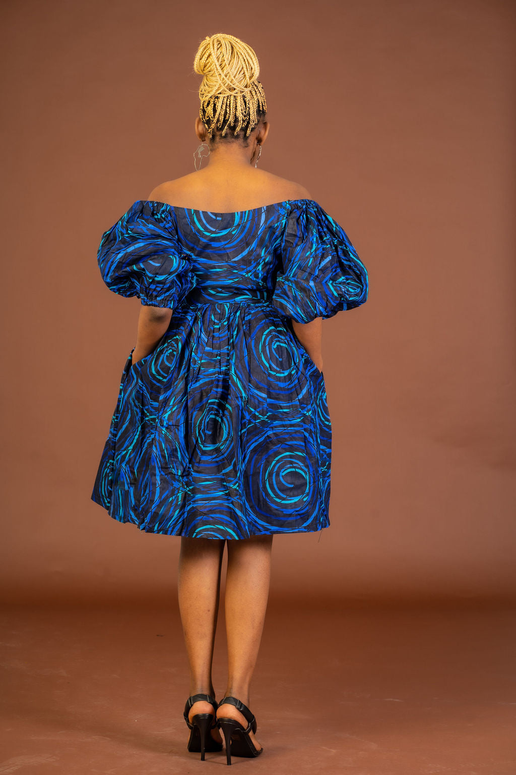 Stephanie Ankara Midi Dress | Blue African Print