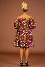 Sophia Ankara Midi Dress | Red and Yellow African Print