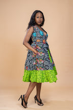 Bunmi Ankara Wrap Dress | Green African Print