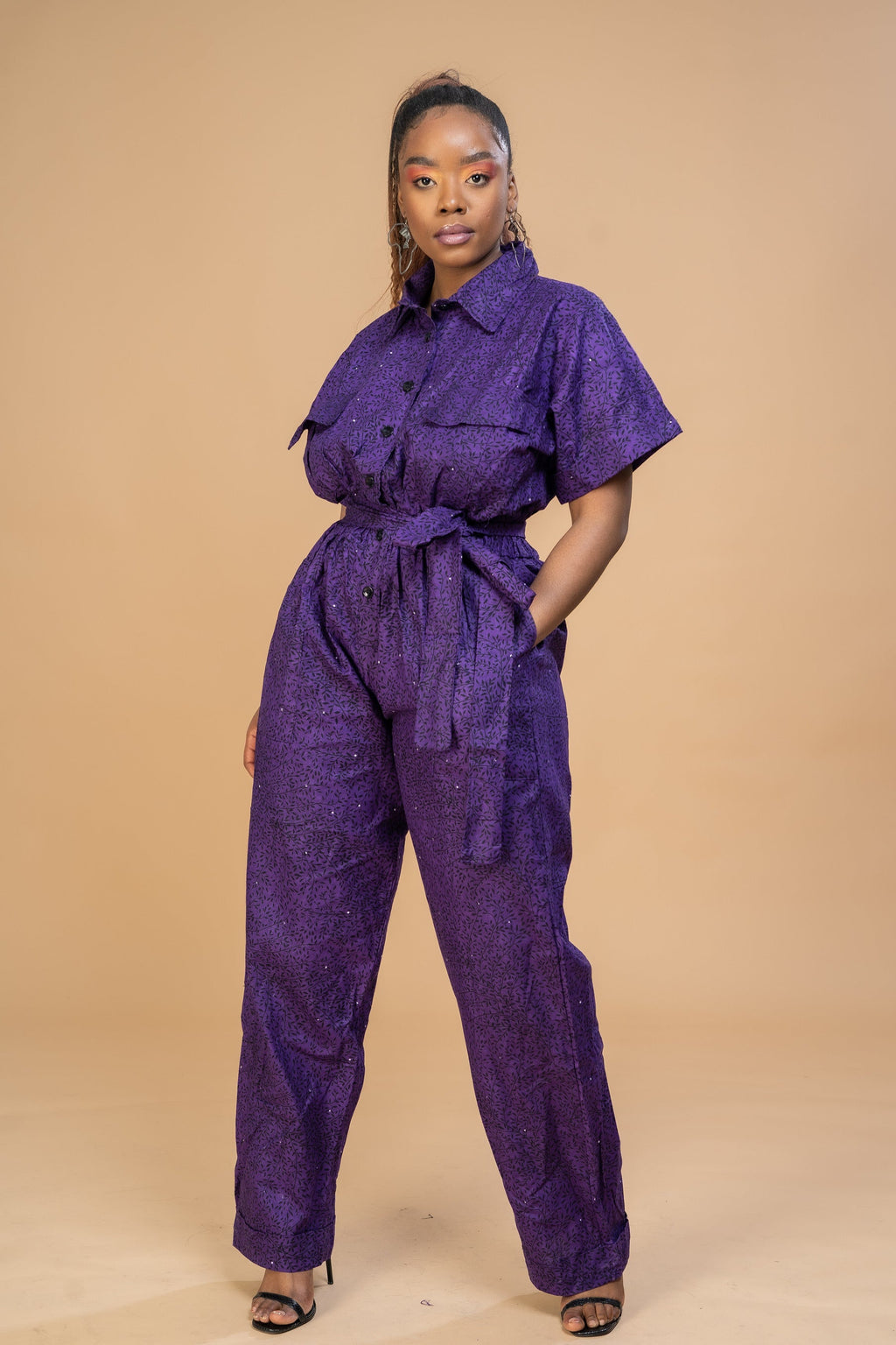 Myra Ankara Jumpsuit | Purple African Print
