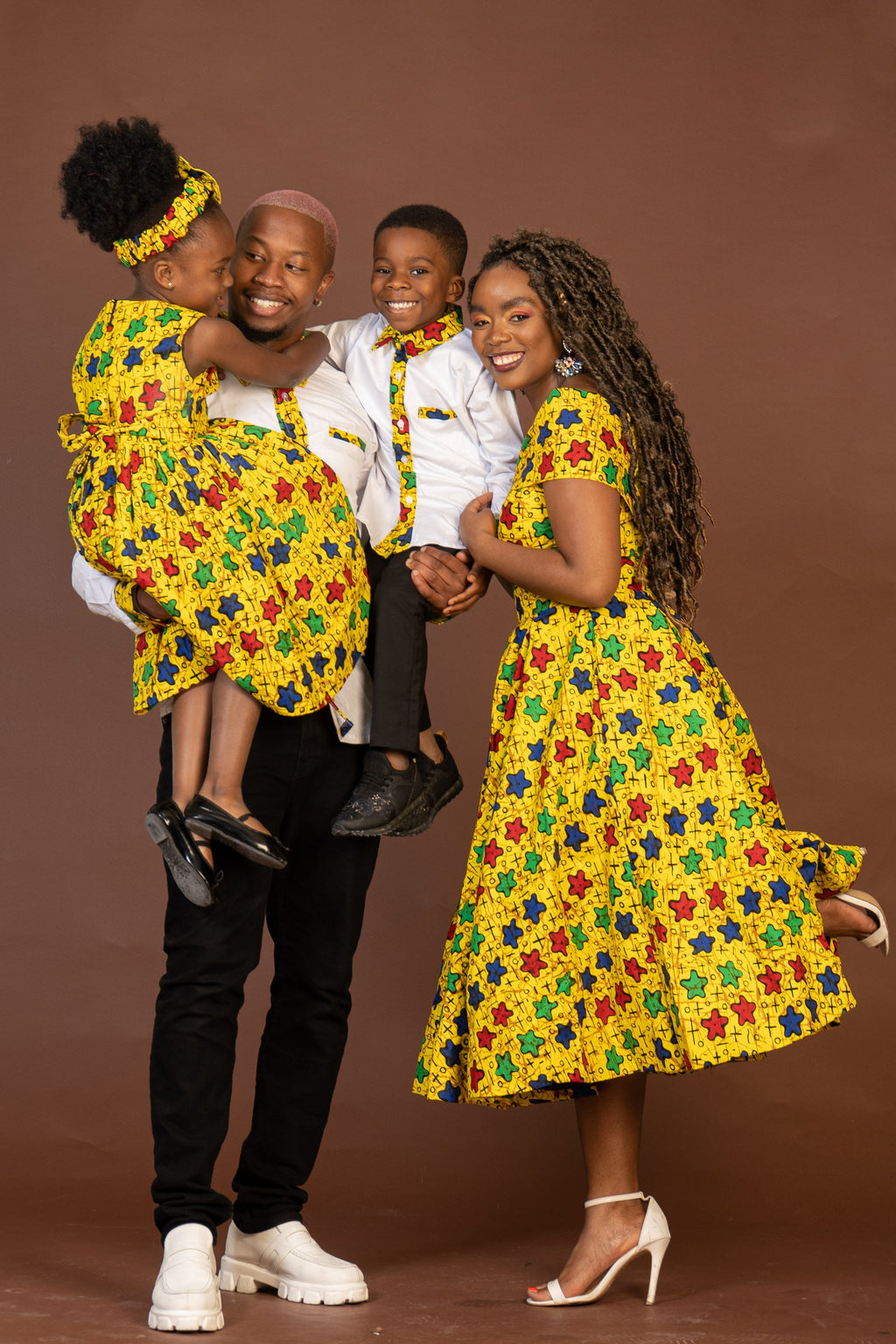 Theodore Mixed Print Boy Shirt | White and African Print