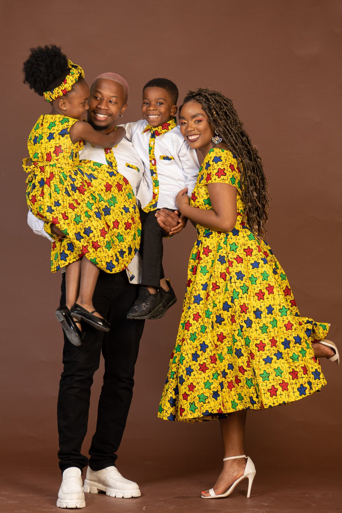 Theodore Mixed Print Boy Shirt | White and African Print