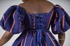 Bisola Mini Dress | Blue Aso Oke African Fashion