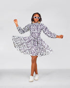Alessia Ankara Short flare Dress | White & Black African Print