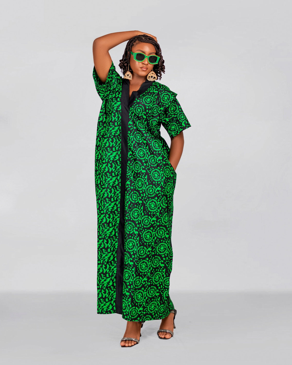 Bolu Ankara Bubu Dress | Green African Print
