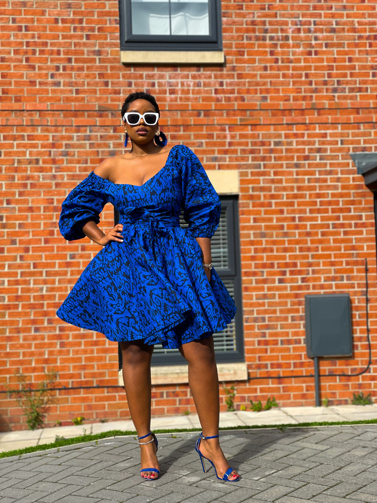 Bianca Ankara Midi Dress | Blue African Print