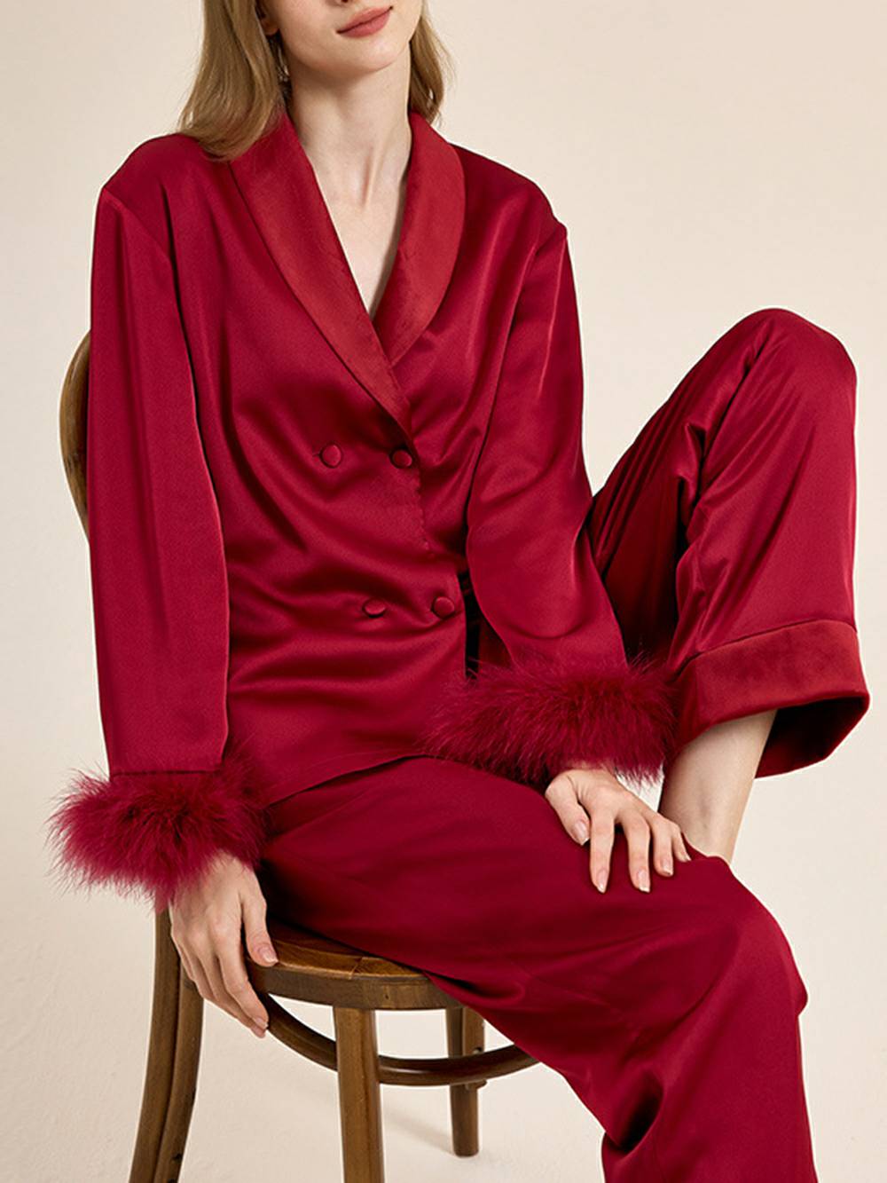 Veren trim rode pyjama set