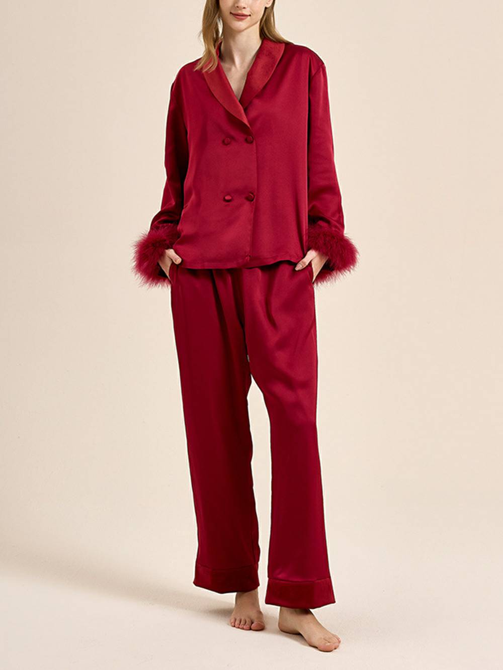 Veren trim rode pyjama set