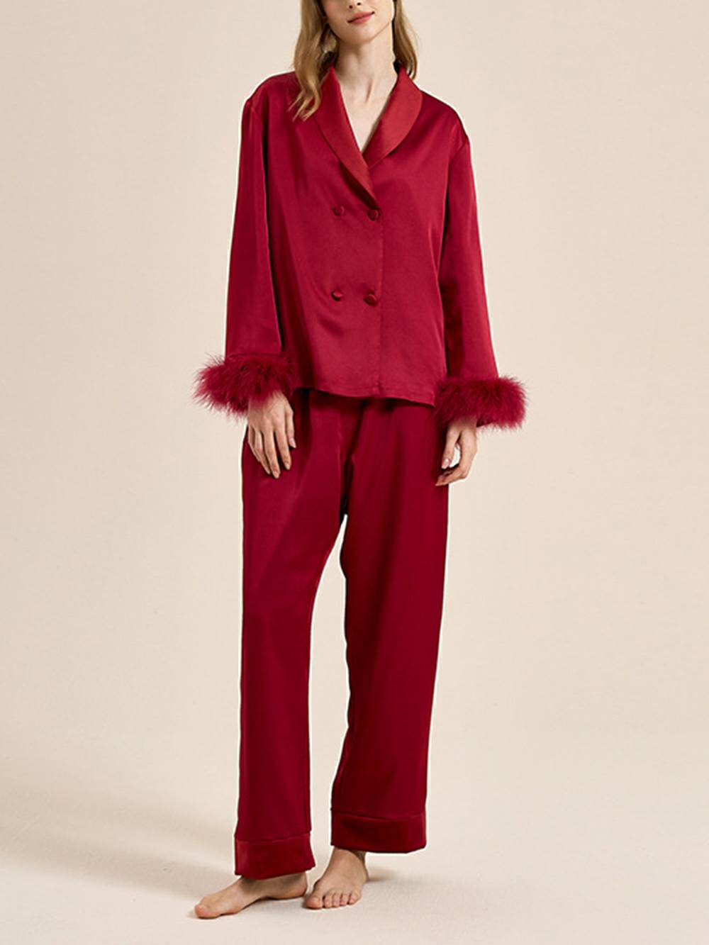 Veren trim rode pyjama set