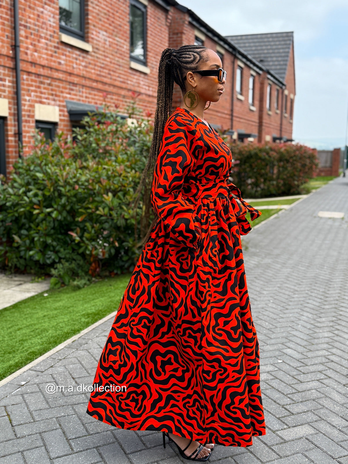 Lucia Ankara Maxi Dress | Orange African Print