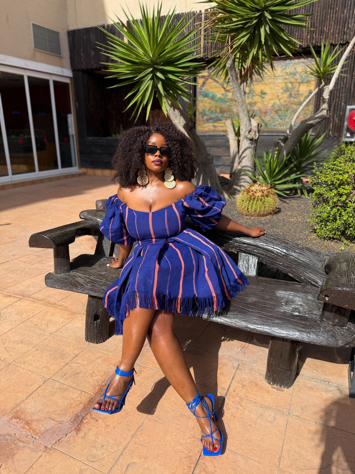 Bisola Mini Dress | Blue Aso Oke African Fashion