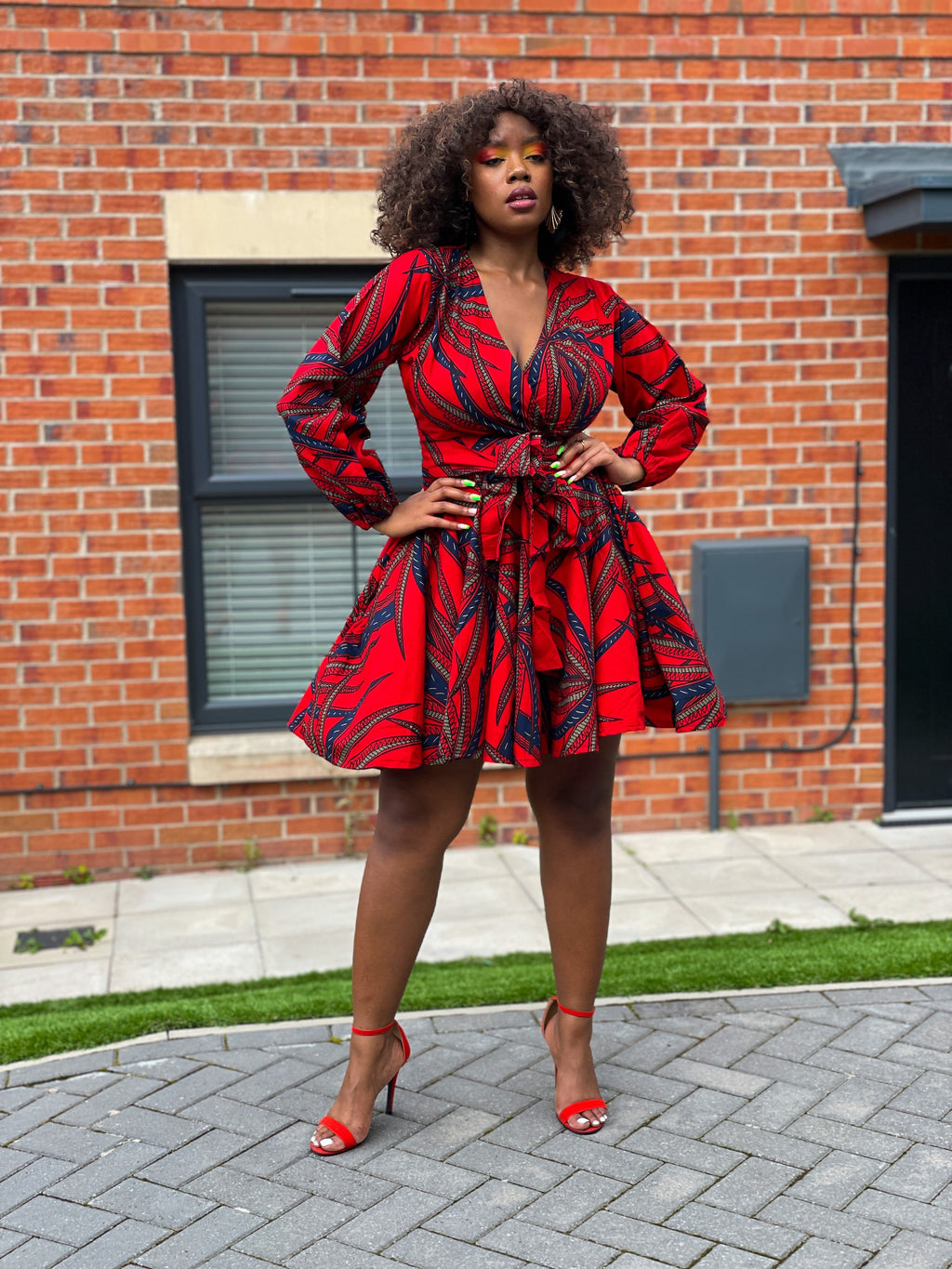 Beatrice Ankara Short Mini Dress | Red African Print