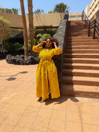 Oneil Ankara Maxi Dress | Yellow African Print