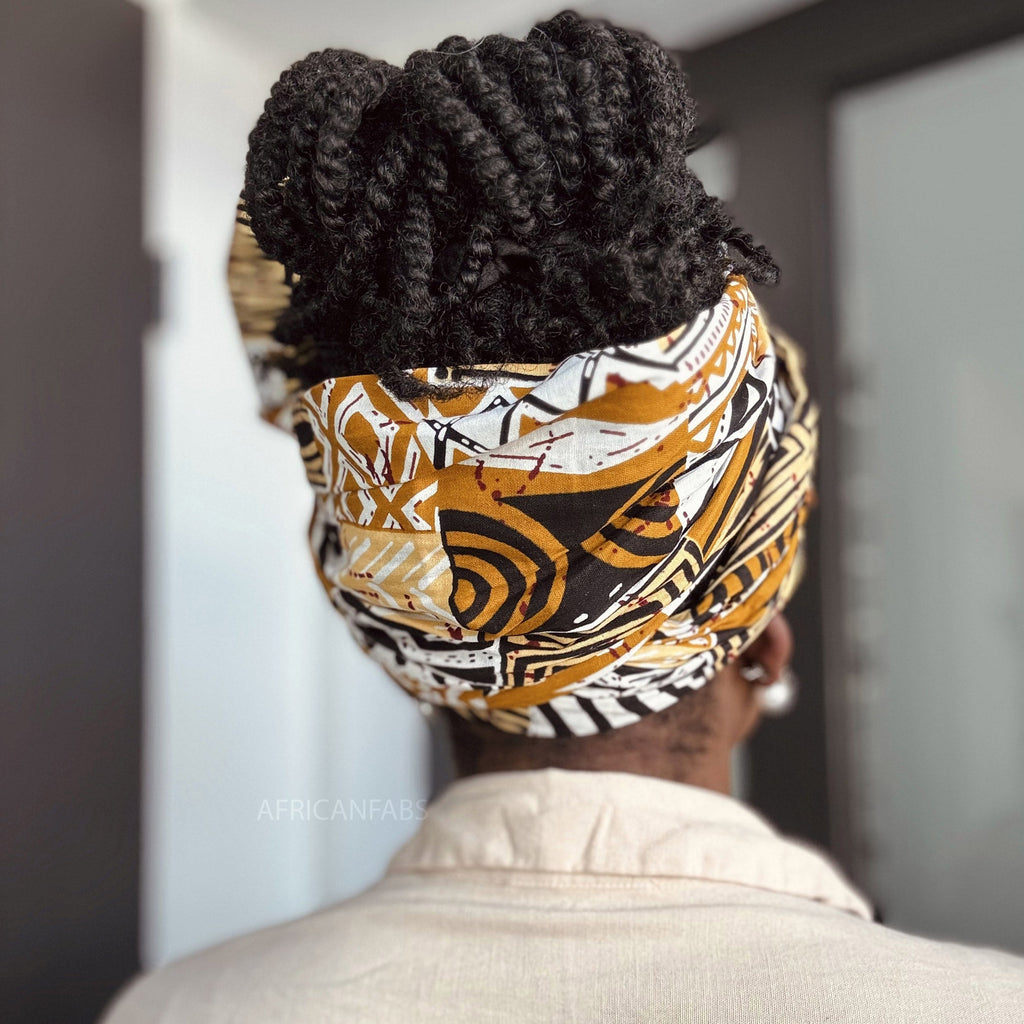 Afrikaanse Zand Bogolan Mozaïek hoofddoek - headwrap