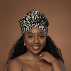 Afrikaanse hoofddoek Zwart Wit Ndop Cameroon - headwrap