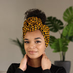 Afrikaanse hoofddoek / Vlisco headwrap - Bronze banga nut