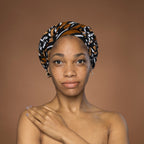 Afrikaanse hoofddoek Bruin Beige Bogolan - headwrap