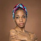 Afrikaanse hoofddoek Roze Petrol Flowers - headwrap