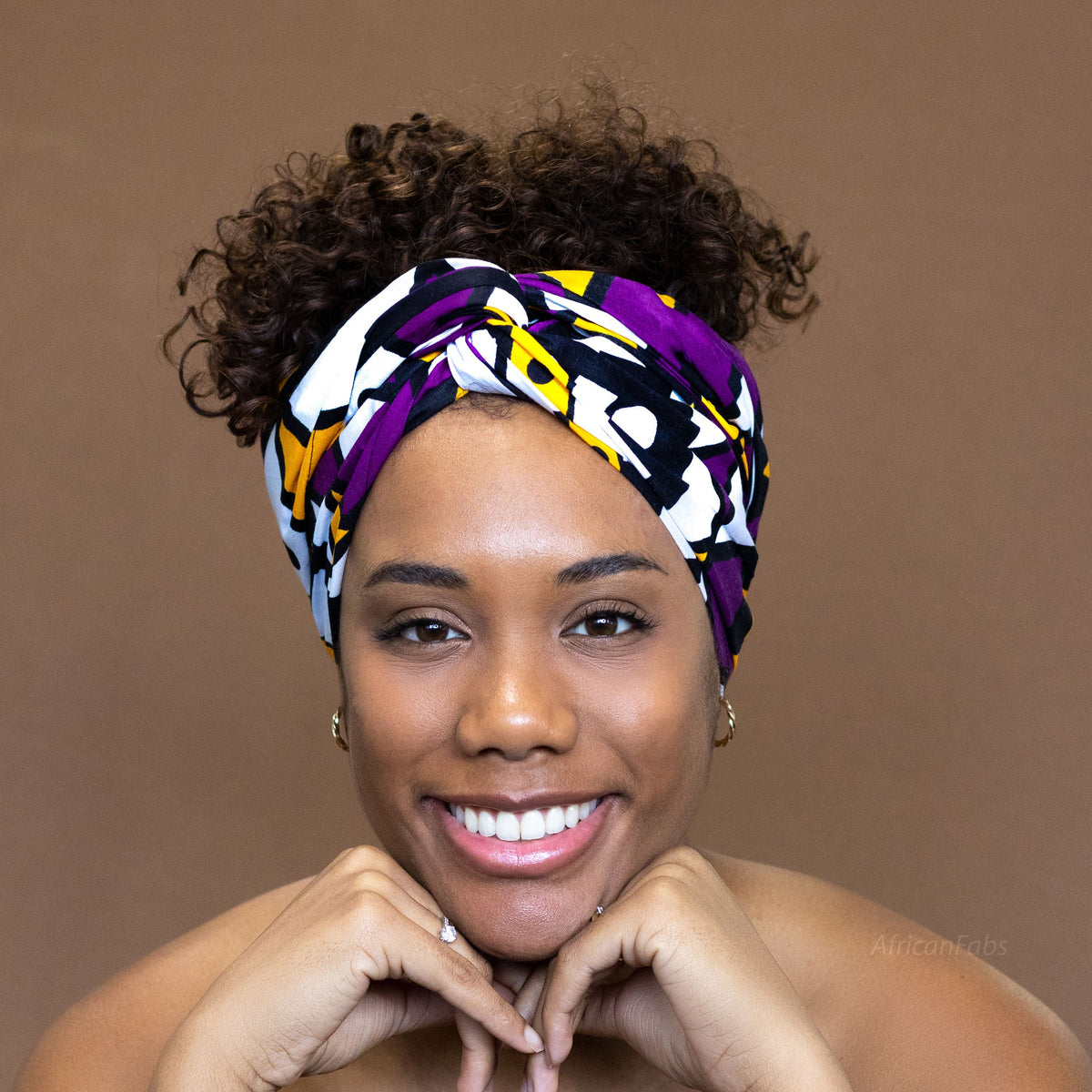 Afrikaanse Paars / Gele Samakaka hoofddoek - headwrap