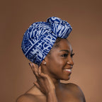 Afrikaanse hoofddoek Blauw Ndop Cameroon - headwrap