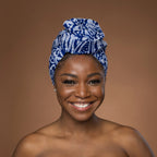 Afrikaanse hoofddoek Blauw Ndop Cameroon - headwrap