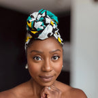 Afrikaanse Turquoise Geel Samakaka / Samacaca hoofddoek - headwrap