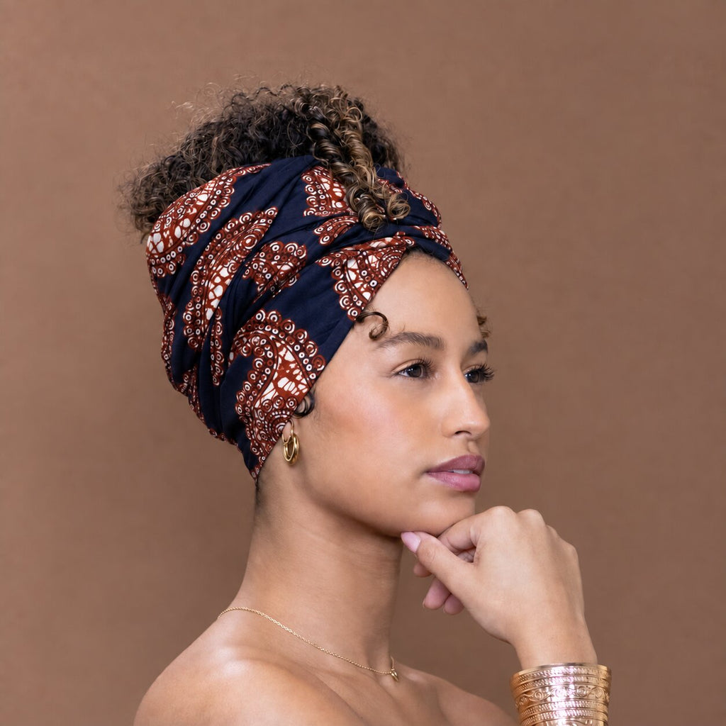 Afrikaanse Zwarte paisley hoofddoek - headwrap