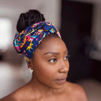 Afrikaanse Blauw Roze Paisley hoofddoek - headwrap