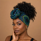 Afrikaanse hoofddoek Groen Geel Ocean Eye - headwrap