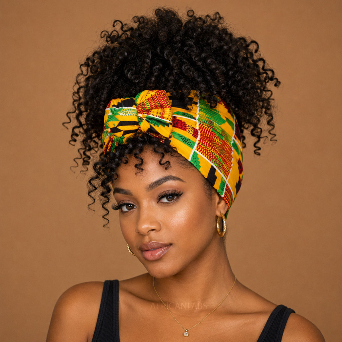 Afrikaanse hoofddoek / Kente headwrap - Groen / Geel