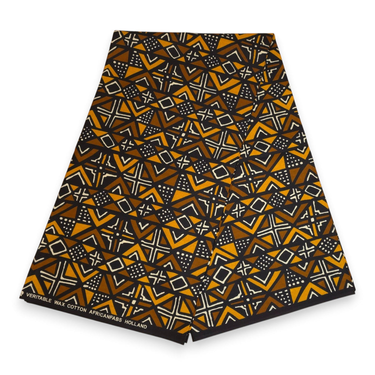 Afrikaanse hoofddoek Bruin Bogolan Geometry - headwrap