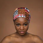 Afrikaanse hoofddoek Rood Bogolan Mosaic - headwrap