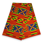 Afrikaanse hoofddoek Geel Blauw Kente Print Ghana - headwrap