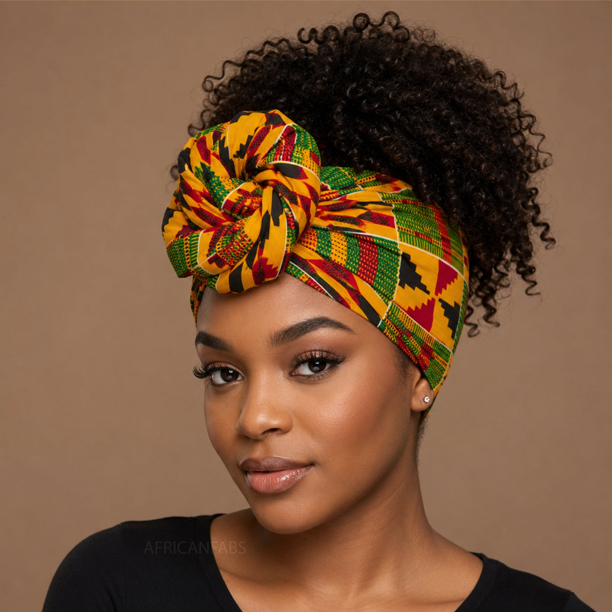 Afrikaanse hoofddoek Rood Geel Kente Print Ghana - headwrap