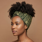 Afrikaanse hoofddoek Groen Bogolan Grid - headwrap