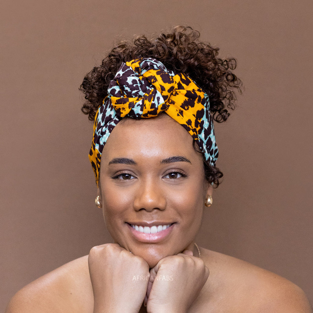 Afrikaanse Panter oranje / turquoise / hoofddoek - headwrap