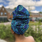 Afrikaanse Blauw & Turquoise Mandala Patchwork hoofddoek - headwrap