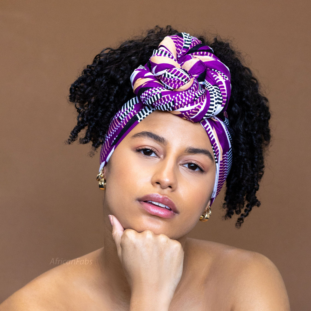 Afrikaanse Paarse kente hoofddoek - headwrap