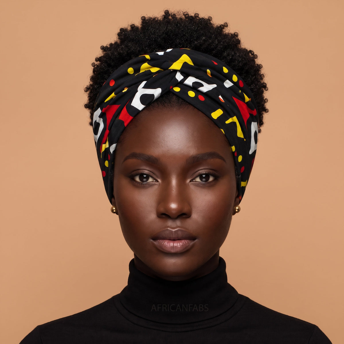 Afrikaanse hoofddoek / headwrap - Rood / gele mud