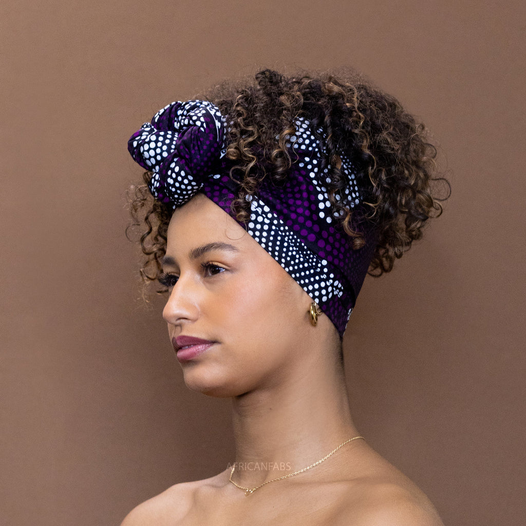 Afrikaanse  Zwart / Witte kente hoofddoek - headwrap