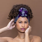 Afrikaanse  Zwart / Witte kente hoofddoek - headwrap