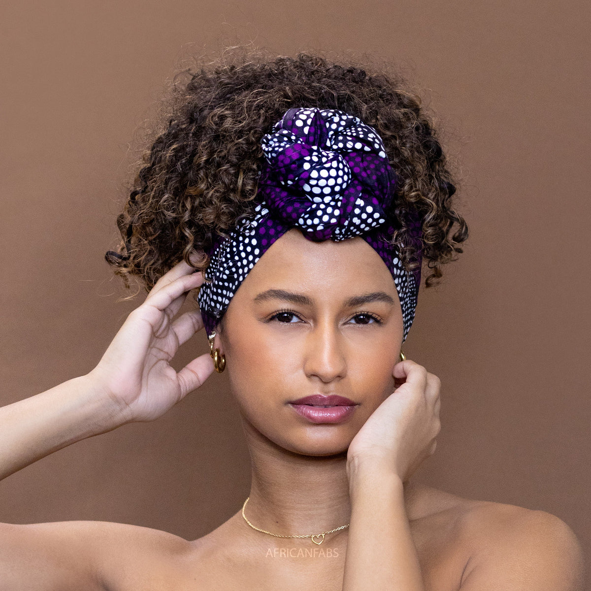 Afrikaanse  Zwart / Witte kente hoofddoek - headwrap