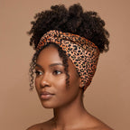 Afrikaanse hoofddoek Oranje Beige Leopard Spots - headwrap