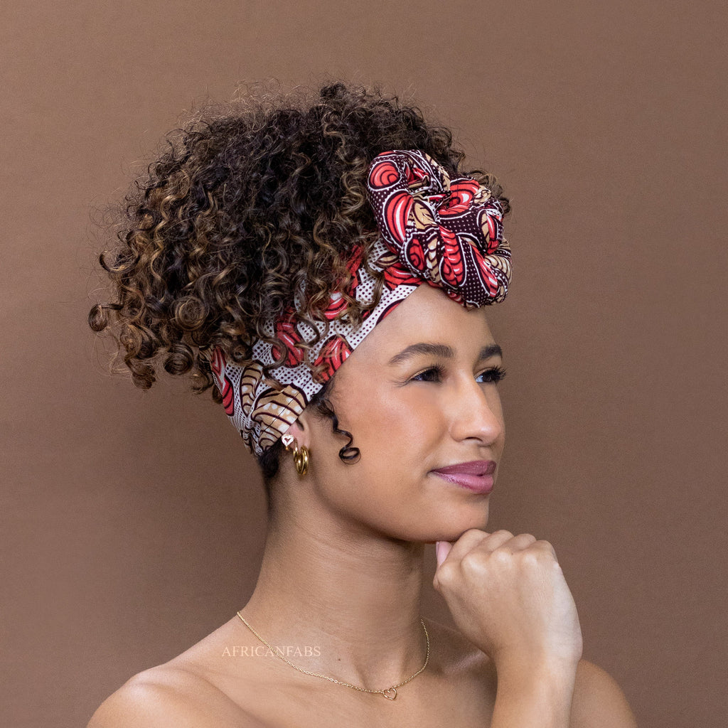 Afrikaanse Beige / bruin Paisley / hoofddoek - headwrap